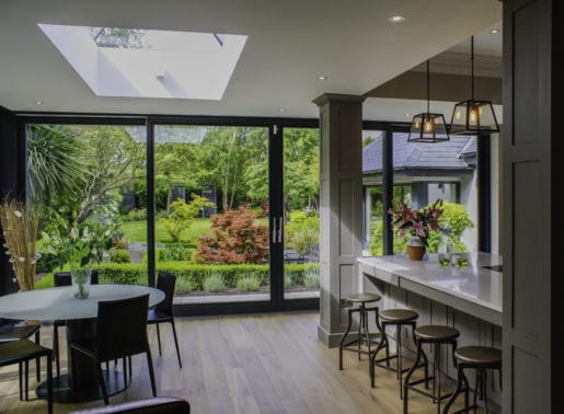 Kitchen with sliding glass door