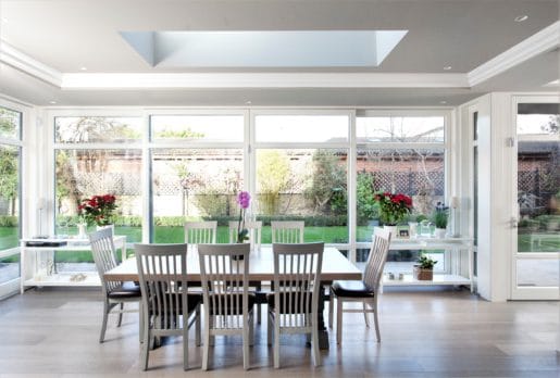 Kitchen with sliding glass patio doors