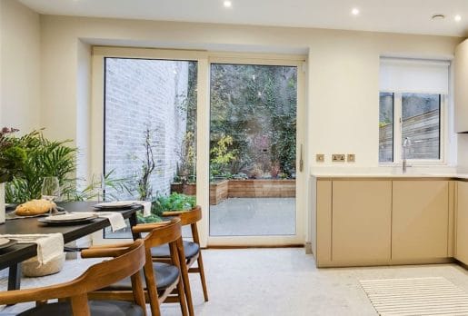 Kitchen with sliding glass door