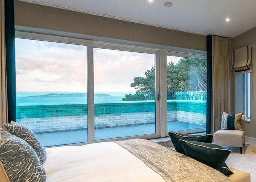 Sliding Patio Doors and view to Sea
